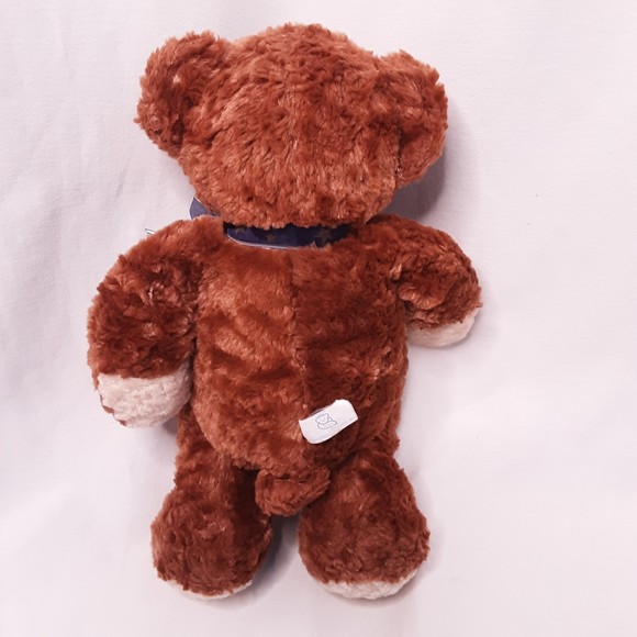 🖤Vintage 2002 Prince Plush Teddy Bear Caramel Brown With Purple Bow - Picture 3 of 8